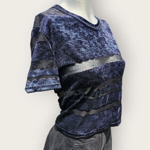 Enara Magile Sheer Panel Blue Paisley Tee